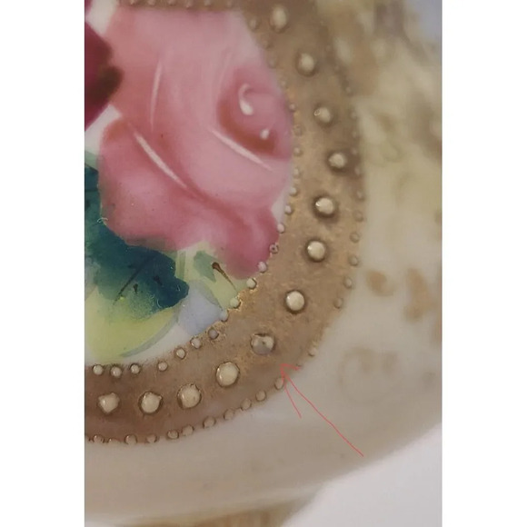 Vintage‎ Hand Painted Pink Gold Floral Footed Teapot & Creamer - Picture 14 of 14